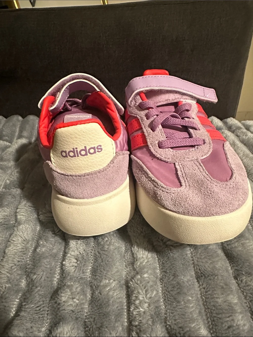 adidas Kids Lavender and Coral Hook-and-Loop Sneakers